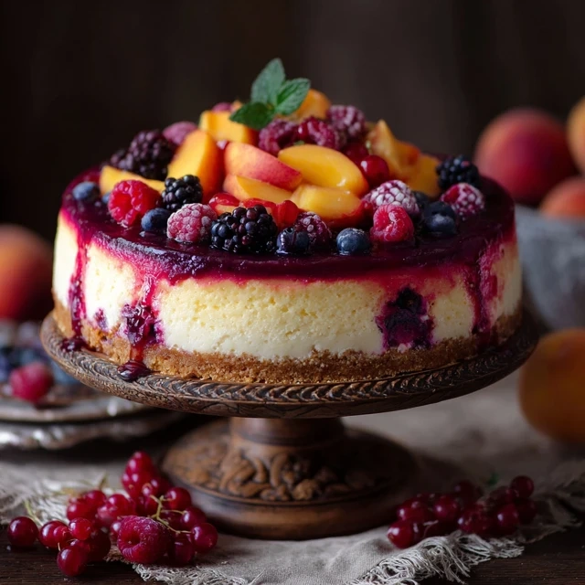 Creamy Berry and Peach Cheesecake Delight
