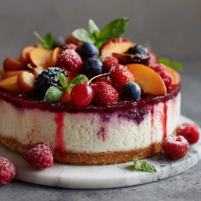 Creamy Berry and Peach Cheesecake Delight