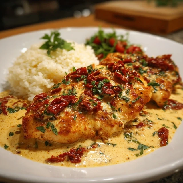 Chicken in a Creamy Parmesan And Sun-Dried Tomato Sauce