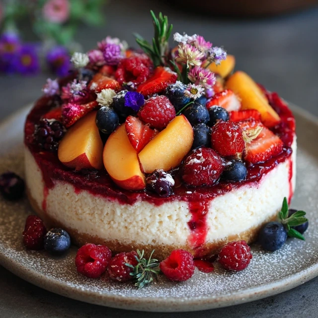 Fresh Berry And Peach Cheesecake