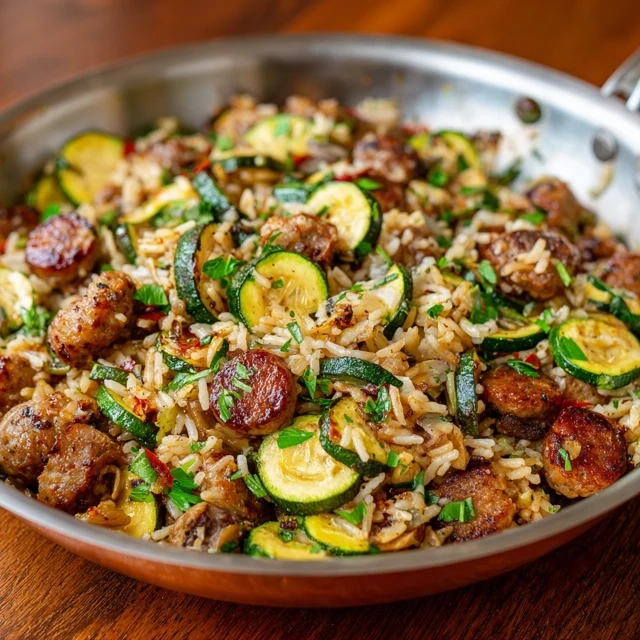 Sausage Zucchini Brown Rice Skillet