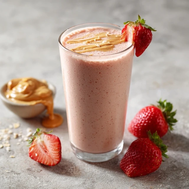Strawberry Banana Peanut Butter Smoothie with Almond Milk