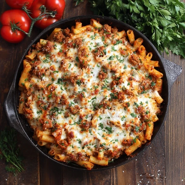 One-Pan Cheesy Baked Ziti with Ricotta and Sausage