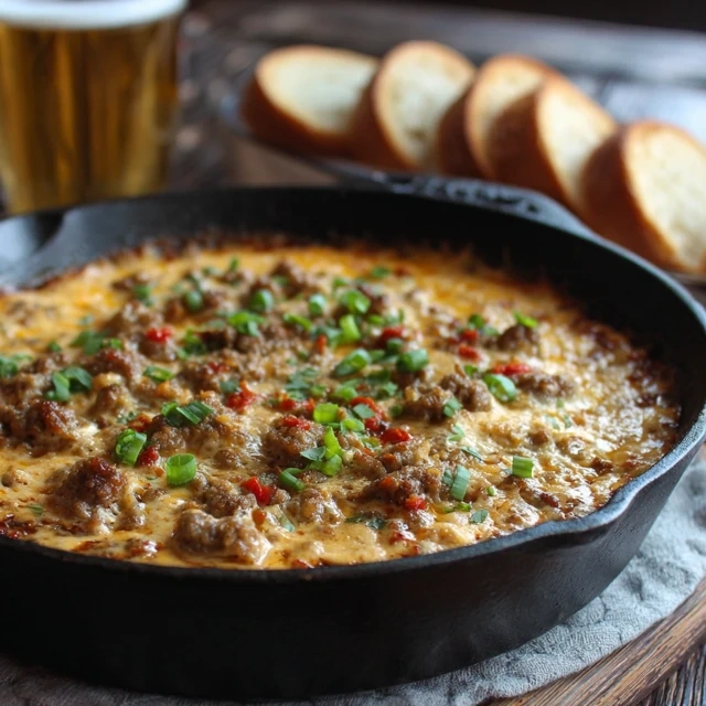 Skillet Sausage Beer Cheese Dip