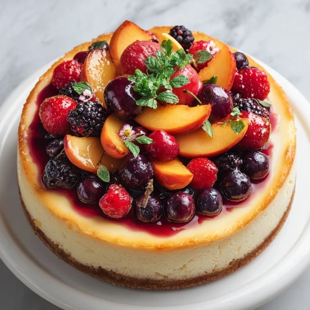 Fresh Berry And Peach Cheesecake