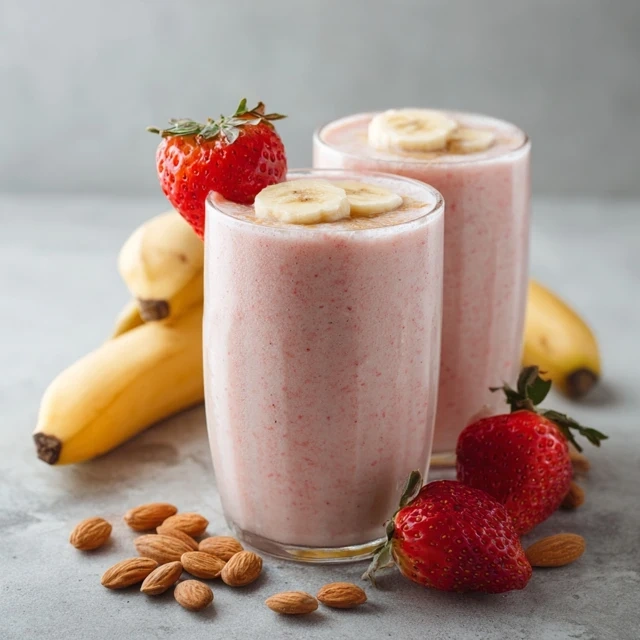 Strawberry Banana Peanut Butter Smoothie with Almond Milk