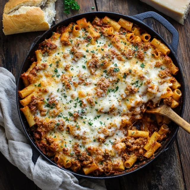 One-Pan Cheesy Baked Ziti with Ricotta and Sausage