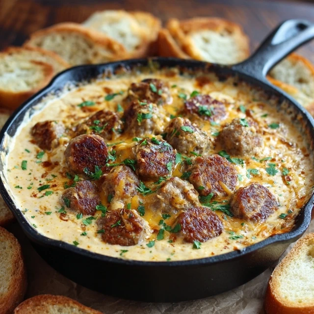 Skillet Sausage Beer Cheese Dip