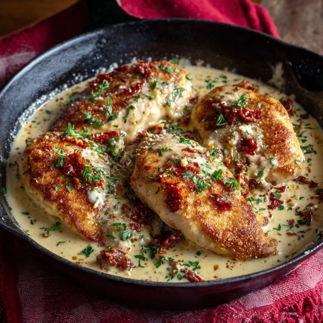 Chicken in a Creamy Parmesan And Sun-Dried Tomato Sauce