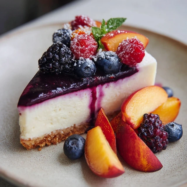 Fresh Berry And Peach Cheesecake