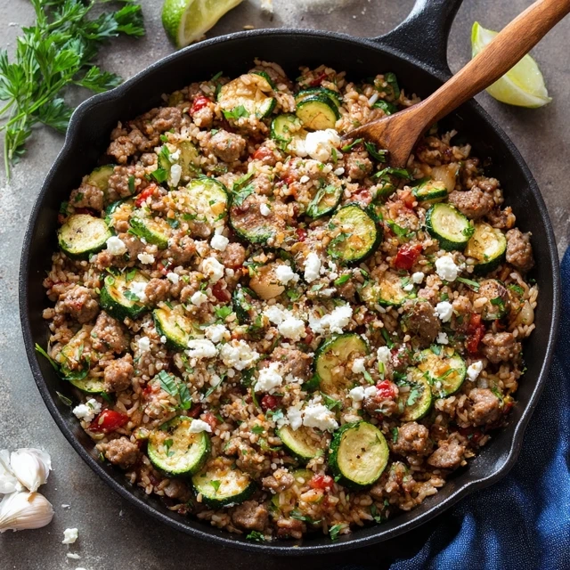 Sausage Zucchini Brown Rice Skillet