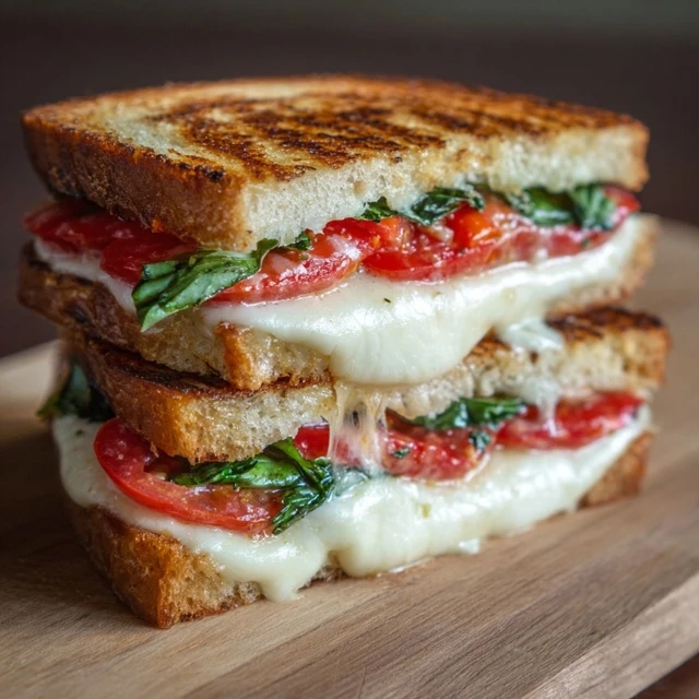 tomato basil mozzarella sandwich